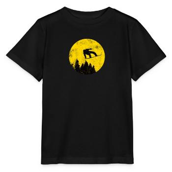 Snowboarder vor dem Vollmond - Stanley/Stella Kinder T-Shirt MINI CREATOR  - Schwarz - Vorne - Mikhail (115cm)