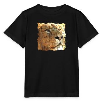 Lion puzzle, symbole de force et de force - T-shirt bio MINI CREATOR Stanley/Stella Enfant - noir - Devant - Mikhail (115cm)