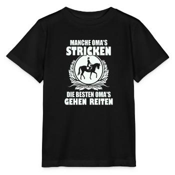 Oma reiten - Stanley/Stella Kinder T-Shirt MINI CREATOR  - Schwarz - Vorne - Mikhail (115cm)