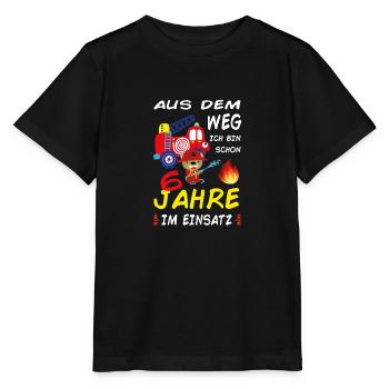 Jungs Geburtstag 6 Jahre Feuerwehrmann Geschenk - Stanley/Stella Kinder T-Shirt MINI CREATOR  - Schwarz - Vorne - Mikhail (115cm)