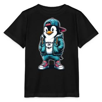 Pingouin Hipster Se dandiner avec Style - T-shirt bio MINI CREATOR Stanley/Stella Enfant - noir - Devant - Mikhail (115cm)