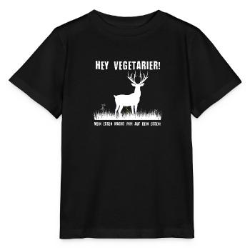 Hey Vegetarier Jäger Jägerin Shirt - Stanley/Stella Kinder T-Shirt MINI CREATOR  - Schwarz - Vorne - Mikhail (115cm)