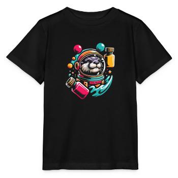 Drôle de loutre avec beaucoup de couleurs vives - T-shirt bio MINI CREATOR Stanley/Stella Enfant - noir - Devant - Mikhail (115cm)