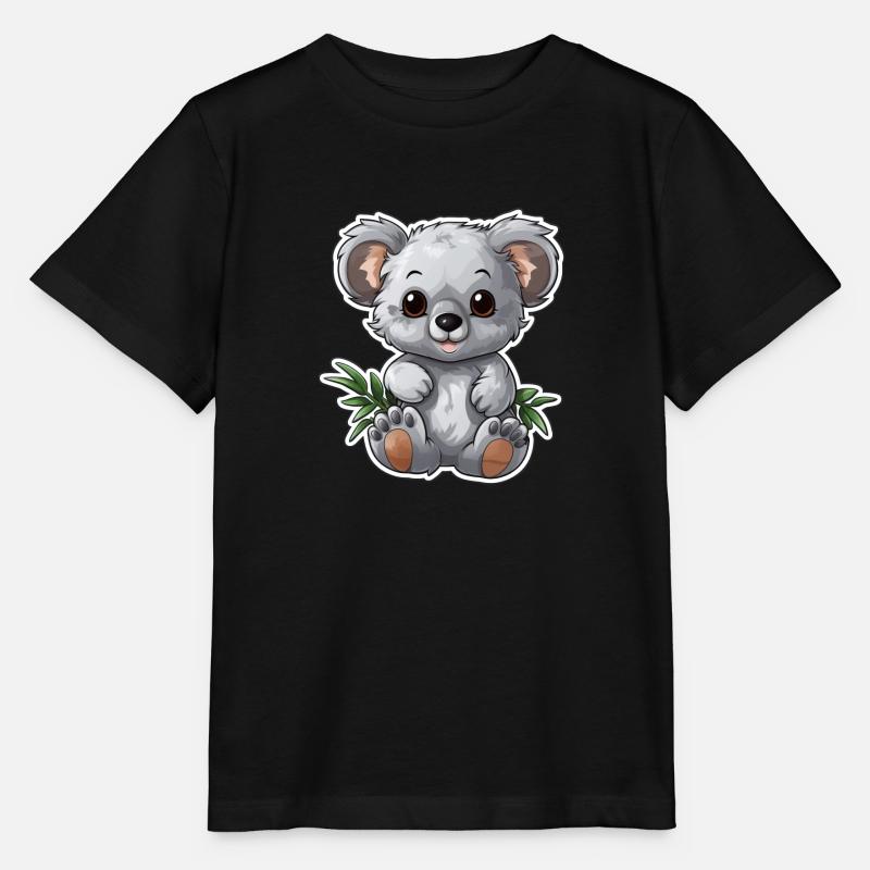 Süßer Koala mit Eukalyptus-Blättern - Stanley/Stella Kinder T-Shirt MINI CREATOR  - Schwarz