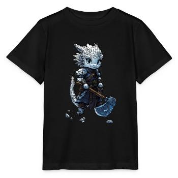 Barbarian Ice draconic character - Dragonborn RPG - Stanley/Stella MINI CREATOR Kids’ T-Shirt - black - Front - Mikhail (115cm)