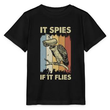Vintage Spionage Überwachung Wache Spion Vogel - Stanley/Stella Kinder T-Shirt MINI CREATOR  - Schwarz - Vorne - Mikhail (115cm)