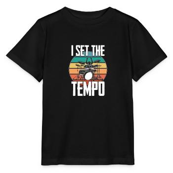 Drummer Funny - J’ai mis le tempo - T-shirt bio MINI CREATOR Stanley/Stella Enfant - noir - Devant - Mikhail (115cm)