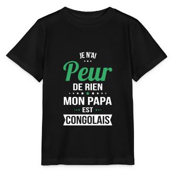 Je n'ai peur de rien mon papa est Congolais - T-shirt bio MINI CREATOR Stanley/Stella Enfant - noir - Devant - Mikhail (115cm)