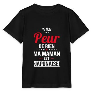 Je n'ai peur de rien ma maman est Japonaise - T-shirt bio MINI CREATOR Stanley/Stella Enfant - noir - Devant - Mikhail (115cm)