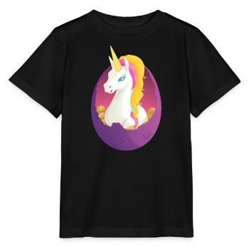 Licorne dans un œuf - Design coloré en rose, - T-shirt bio MINI CREATOR Stanley/Stella Enfant - noir - Devant - Mikhail (115cm)