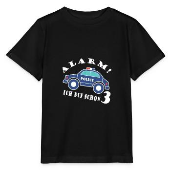 Alarm ich bin schon 3 Polizei - Stanley/Stella Kinder T-Shirt MINI CREATOR  - Schwarz - Vorne - Mikhail (115cm)