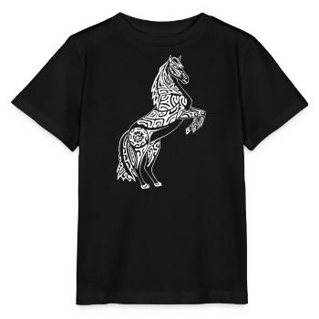 Tätowiertes weißes Pferd - Stanley/Stella Kinder T-Shirt MINI CREATOR  - Schwarz - Vorne - Mikhail (115cm)