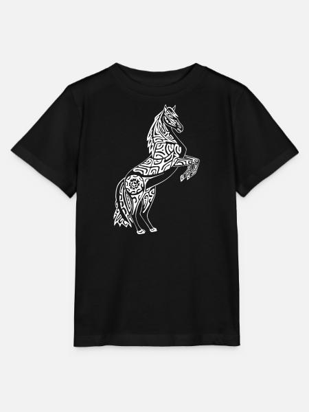 Tätowiertes weißes Pferd - Stanley/Stella Kinder T-Shirt MINI CREATOR - Schwarz