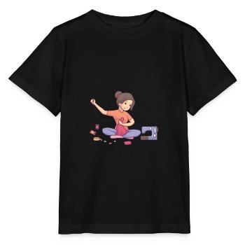 Vintage sewing machine steppe design - Stanley/Stella MINI CREATOR Kids’ T-Shirt - black - Front - Mikhail (115cm)