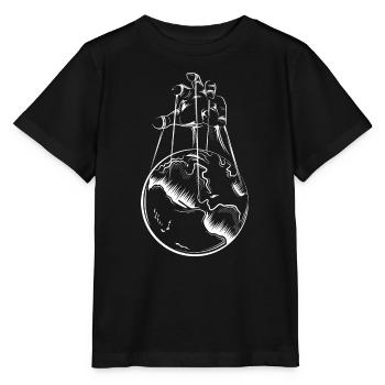 world hand earth puppet player Puppenspieler - Stanley/Stella Kinder T-Shirt MINI CREATOR  - Schwarz - Vorne - Mikhail (115cm)
