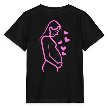 Mom Heart Baby Bump Pregnancy Pregnant - Stanley/Stella MINI CREATOR Kids’ T-Shirt - black - Front - Mikhail (115cm)