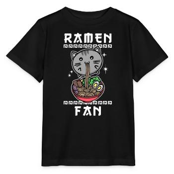 Comic Manga Cat Ramen Anime Animation Japon - T-shirt bio MINI CREATOR Stanley/Stella Enfant - noir - Devant - Mikhail (115cm)