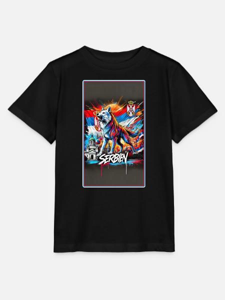 Serbien Wolf Nationalflaggen Design - Stanley/Stella Kinder T-Shirt MINI CREATOR - Schwarz