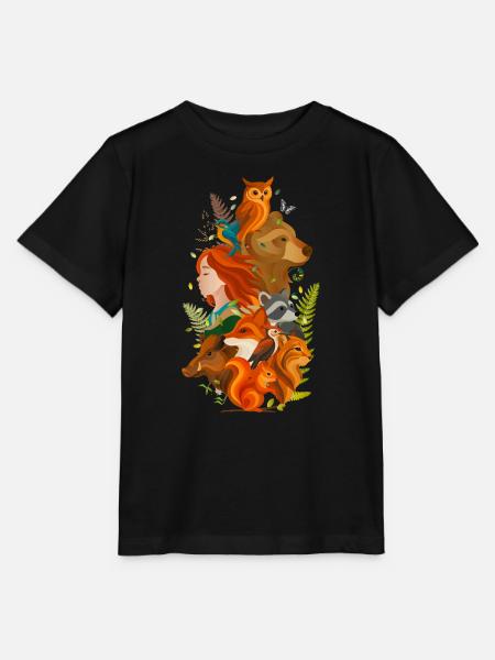 Mädchen mit Tiere – Harmonie von Mensch und Natur - Stanley/Stella Kinder T-Shirt MINI CREATOR - Schwarz