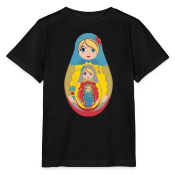 Poupée matriochka russe traditionnelle - T-shirt bio MINI CREATOR Stanley/Stella Enfant - noir - Devant - Mikhail (115cm)