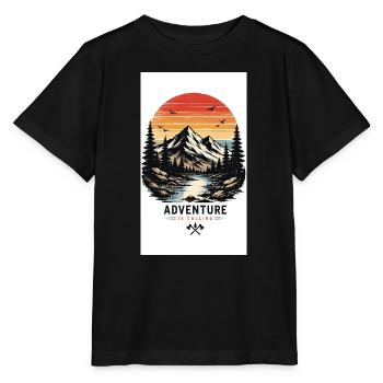 Appels d’aventure – Coucher de soleil sur le lac de la montagne - T-shirt bio MINI CREATOR Stanley/Stella Enfant - noir - Devant - Mikhail (115cm)