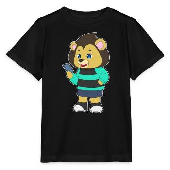 Lion Smartphone - Stanley/Stella MINI CREATOR Kids’ T-Shirt - black - Front - Mikhail (115cm)