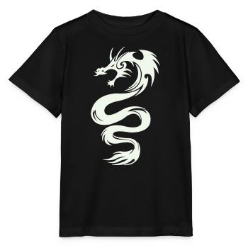 Weißer Drachen Silhouette - Stanley/Stella Kinder T-Shirt MINI CREATOR  - Schwarz - Vorne - Mikhail (115cm)