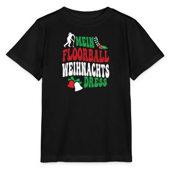 Floorball Weihnachten Floorballspielerin XMAS Team - Stanley/Stella Kinder T-Shirt MINI CREATOR  - Schwarz - Vorne - Mikhail (115cm)
