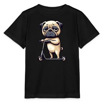 Carlin chien scooter drôle bande dessinée - T-shirt bio MINI CREATOR Stanley/Stella Enfant - noir - Devant - Mikhail (115cm)
