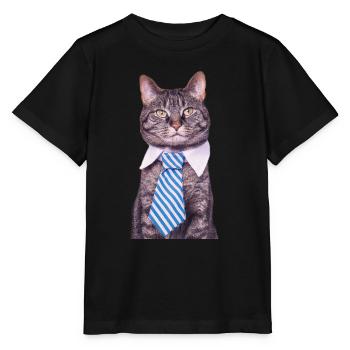 Office cat - Stanley/Stella MINI CREATOR Kids’ T-Shirt - black - Front - Mikhail (115cm)