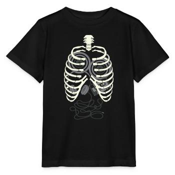 DJ Skeleton Costume Walkman Cassette Techno Musique - T-shirt bio MINI CREATOR Stanley/Stella Enfant - noir - Devant - Mikhail (115cm)