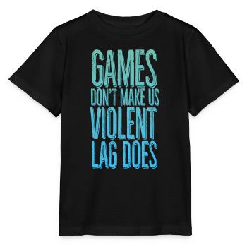 Les jeux ne nous rendent pas violents, le décalage si. - T-shirt bio MINI CREATOR Stanley/Stella Enfant - noir - Devant - Mikhail (115cm)
