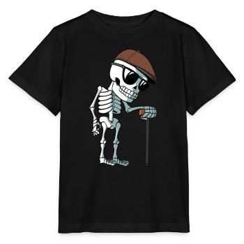 Old man as skeleton with walking stick - Stanley/Stella MINI CREATOR Kids’ T-Shirt - black - Front - Mikhail (115cm)
