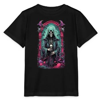 Grim Reaper Skelett Magier Gothic Kunstwerk - Stanley/Stella Kinder T-Shirt MINI CREATOR  - Schwarz - Vorne - Mikhail (115cm)