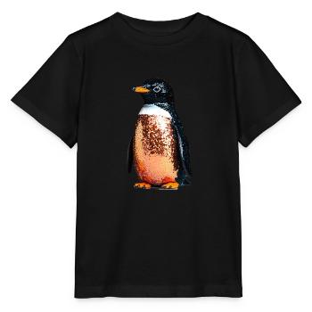 Pingouin,Paillettes,Paillettes,Or,Noir - T-shirt bio MINI CREATOR Stanley/Stella Enfant - noir - Devant - Mikhail (115cm)