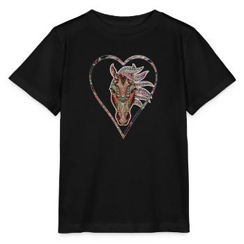 Noble horse head for horse lover Horse horse - Stanley/Stella MINI CREATOR Kids’ T-Shirt - black - Front - Mikhail (115cm)