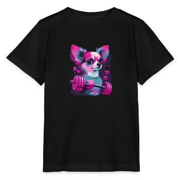 Chihuahua rose | Fille Fitness Salle de sport - T-shirt bio MINI CREATOR Stanley/Stella Enfant - noir - Devant - Mikhail (115cm)