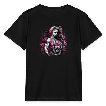 Chihuahua rose | Fille Fitness Salle de sport - T-shirt bio MINI CREATOR Stanley/Stella Enfant - noir - Devant - Mikhail (115cm)