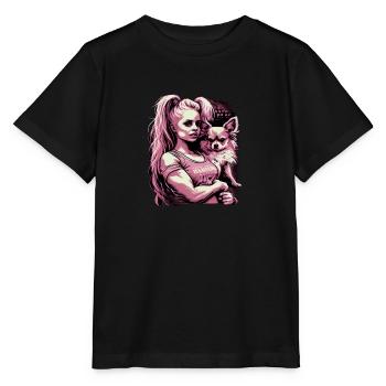 Chihuahua rose | Fille Fitness Salle de sport - T-shirt bio MINI CREATOR Stanley/Stella Enfant - noir - Devant - Mikhail (115cm)