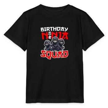 Birthday Party Ninja Squad, Ninjutsu Cartoon - Stanley/Stella Kinder T-Shirt MINI CREATOR  - Schwarz - Vorne - Mikhail (115cm)