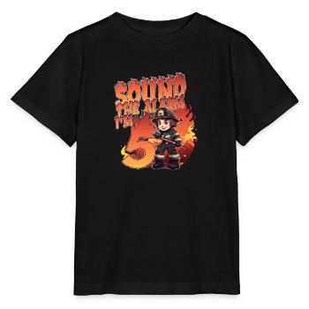 Thème de garçon d’anniversaire de pompier pour enfants de 5 ans - T-shirt bio MINI CREATOR Stanley/Stella Enfant - noir - Devant - Mikhail (115cm)