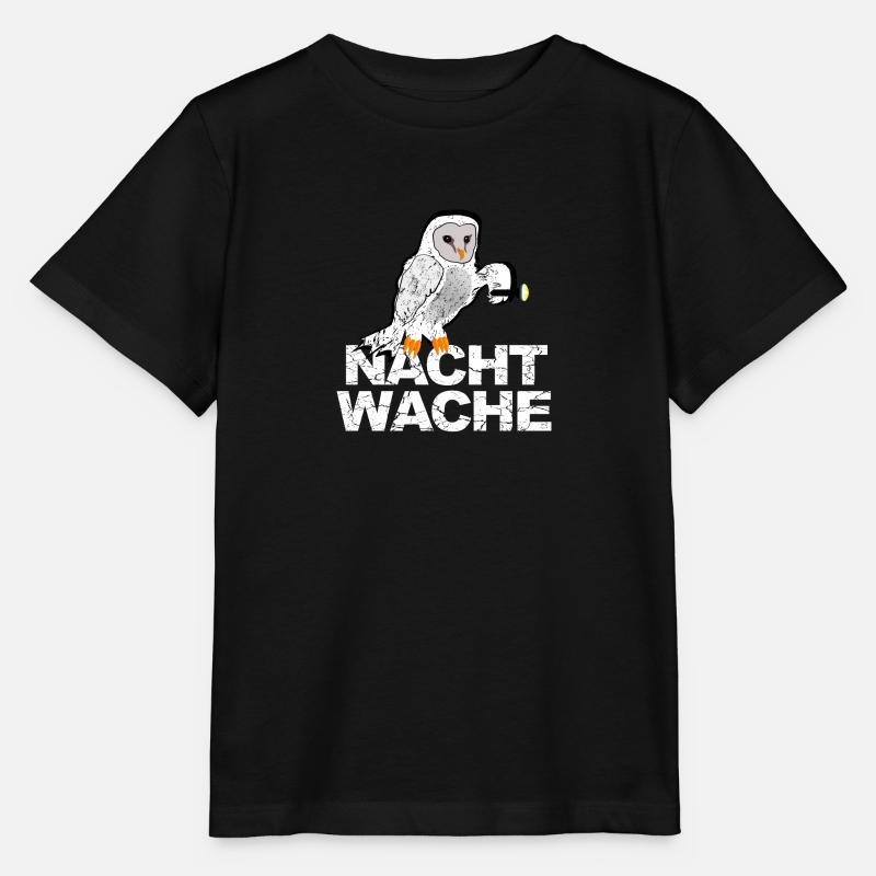Nachtwache Eule mit Taschenlampe im Wachdienst - Stanley/Stella Kinder T-Shirt MINI CREATOR  - Schwarz