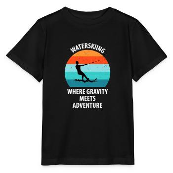 Wasserskier Wasserski Wasserskifahrer - Stanley/Stella Kinder T-Shirt MINI CREATOR  - Schwarz - Vorne - Mikhail (115cm)