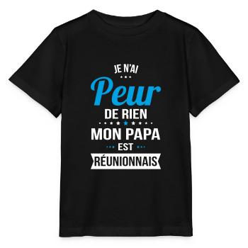 Je n'ai peur de rien mon papa est Réunionnais - T-shirt bio MINI CREATOR Stanley/Stella Enfant - noir - Devant - Mikhail (115cm)