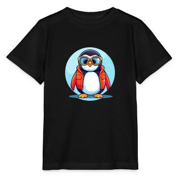 Penguin with glasses - Stanley/Stella MINI CREATOR Kids’ T-Shirt - black - Front - Mikhail (115cm)