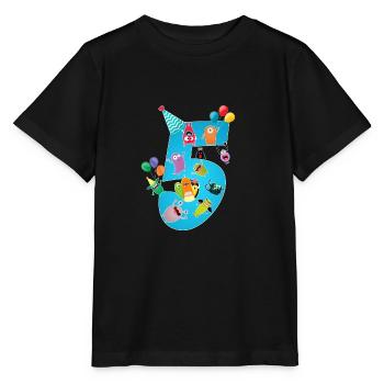 T-shirt 5ème anniversaire enfants Monster Boy 5 ans - T-shirt bio MINI CREATOR Stanley/Stella Enfant - noir - Devant - Mikhail (115cm)