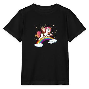 Licorne arc en ciel nain rêve endormi étoiles - T-shirt bio MINI CREATOR Stanley/Stella Enfant - noir - Devant - Mikhail (115cm)