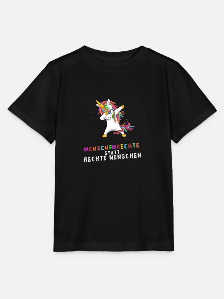 Menschenrechte statt Rechte Menschen - Einhorn - Stanley/Stella Kinder T-Shirt MINI CREATOR  - Schwarz