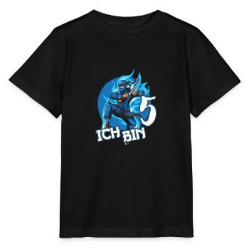Blauer Ninja Fünften 5 Geburtstag Junge Geschenk - Stanley/Stella Kinder T-Shirt MINI CREATOR  - Schwarz - Vorne - Mikhail (115cm)