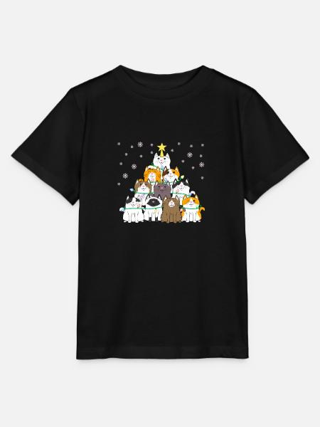 Weihnachtsbaum Katze Kätzchen Tannenbaum - Stanley/Stella Kinder T-Shirt MINI CREATOR - Schwarz